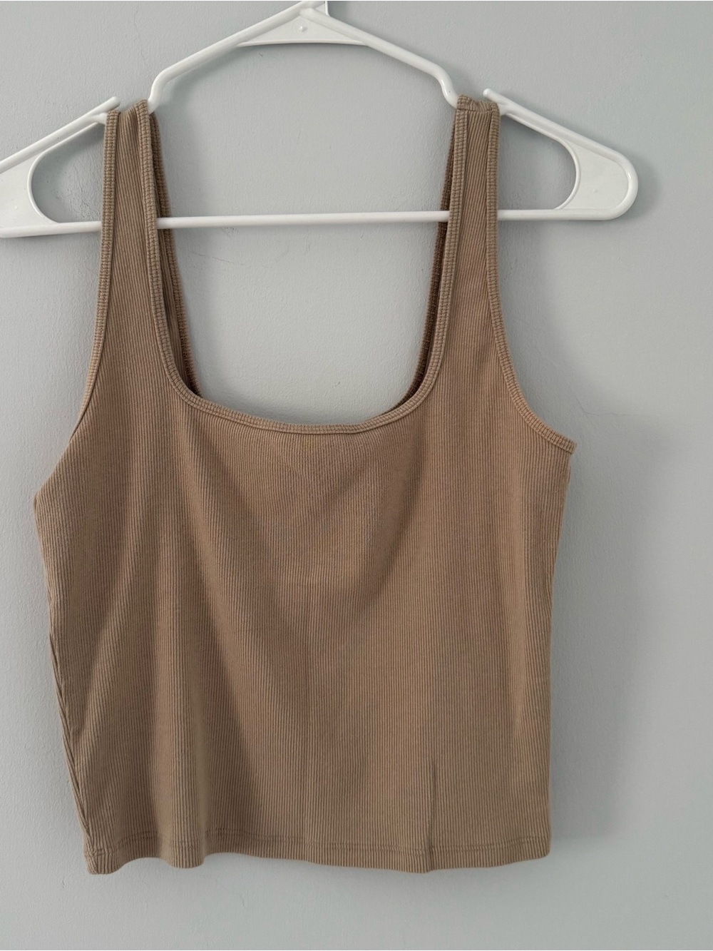 Abercrombie & Fitch Ribbed Tank Top in Taupe